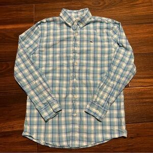Vineyard Vines‎ Boys M 12-14 Whale Shirt 100% Cotton Long Sleeve Blue White